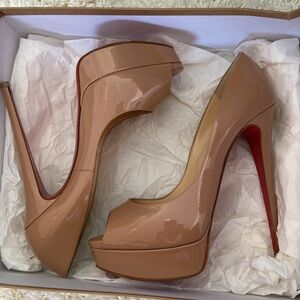 Lady Peep 150 Patent Calf Nude Christian Loubuitin